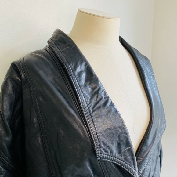 Vintage Oversized Leather Bomber Jacket Black - Picture 5 of 12